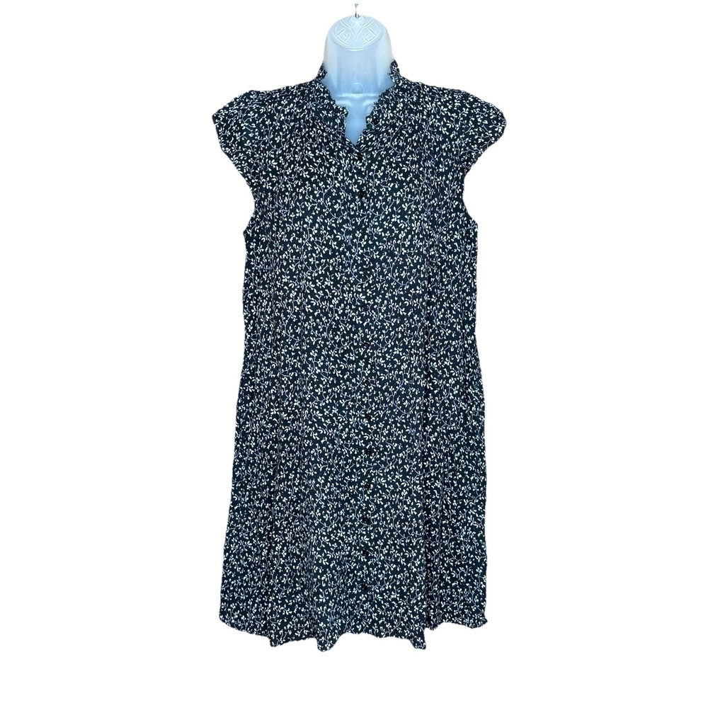 Sundays Dress One Size Black White Floral‎ Button Boho Fairy Cottage Whimsigoth